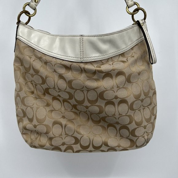 COACH Bag 519402 Canvas & Leather Handbag Shoulder Crossbody Tan Brown Yellow - Picture 4 of 12